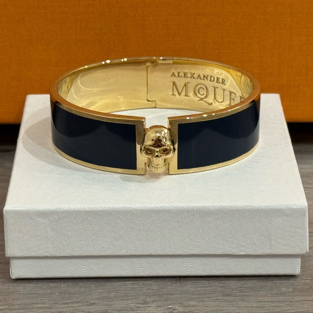 Alexander McQueen Enamel Skull Hinged Bangle